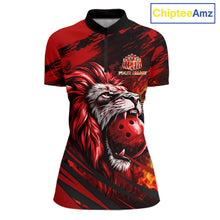 Load image into Gallery viewer, Black and Red Lion Bowling Polo, 1/4 Zip Jersey for Women, Lion Bowling Team League shirts NQS11572