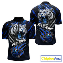 Load image into Gallery viewer, Black &amp; Blue Lightning Thunder Tiger Bowling Polo, 1/4 zip shirts for men custom team Bowling jerseys NQS11575