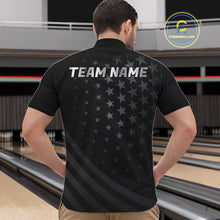 Load image into Gallery viewer, Custom Black American Flag Bowling Team Shirts For Men, Personalized patriotic Bowling League Shirts NQS11706
