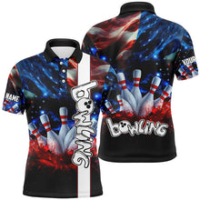 Load image into Gallery viewer, American flag bowling shirts for men custom mens bowling team jerseys, patriotic gifts for bowlers NQS7721