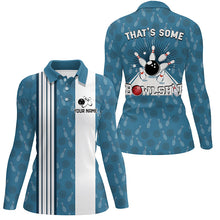Load image into Gallery viewer, Customized Retro Bowling Team Shirts For Women That's some bowshit Funny Bowling Pattern Jerseys| Blue NQS8608