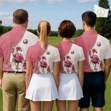 Load image into Gallery viewer, Custom Funny Pink Flamingo Drink Wine Golf Polo Shirts For Women, Flamingo Ladies Golf tops NQS11711