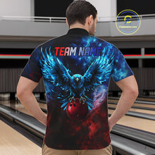 Load image into Gallery viewer, Smoke American Flag Eagle Bowling Shirts For Men Custom patriotic Bowling Team Polo, 1/4 zip Jerseys NQS11179