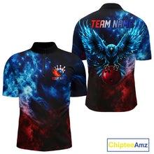 Load image into Gallery viewer, Smoke American Flag Eagle Bowling Shirts For Men Custom patriotic Bowling Team Polo, 1/4 zip Jerseys NQS11179