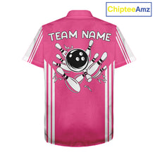 Load image into Gallery viewer, Custom Retro Pink Bowling Button-up Shirts, Team Bowling Hawaiian League jerseys NQS11589