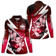 Load image into Gallery viewer, Red grunge lightning Bowling Polo, Quarter Zip shirt For Women Custom Team Bowling Jerseys NQS8660