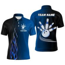 Load image into Gallery viewer, Gradient Black Blue bowling league jerseys custom Men Bowling Polo Shirt, gifts for bowling team NQS7437