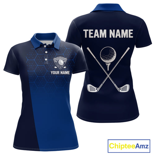 Blue Pattern Women Golf polo shirts custom Team name golf outfit for ladies, unique golf gifts NQS9874
