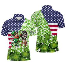 Load image into Gallery viewer, American flag St Patrick day shamrock pattern custom St Patrick Team Darts Shirts For Men NQS9582