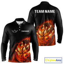 Load image into Gallery viewer, Flame Broken Bowling Ball and pins Bowling Shirt For Men Custom Flame Team Bowling Jerseys NQS10102