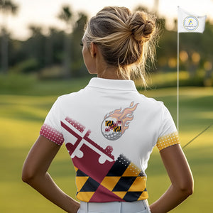 Maryland Flag Women golf polo shirt Custom patriotic golf outfit for ladies NQS10105