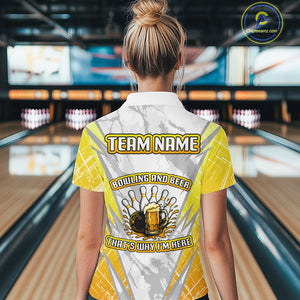 Bowling and beer That's why I'm here Funny Women Bowling Shirts Custom Team Bowling Jerseys NQS10134
