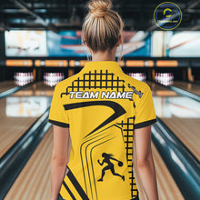 Load image into Gallery viewer, Custom Black and Yellow Bowling Shirts For Women, Personalized Team Bowling Jersey Bowler Outfit NQS10575