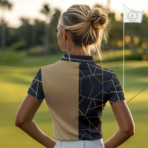 Black and Gold pattern Women Golf polo shirts custom golf attire for ladies, golfing gifts NQS10359