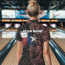 Load image into Gallery viewer, Texas Flag tribal pattern Bowling Polo, 1/4 Zip shirts for Women Custom patriotic Team bowling jersey NQS10583