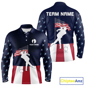 Red, White and Blue American Flag Bowling Team Shirts For Men Custom Patriotic Bowling Jerseys NQS10220