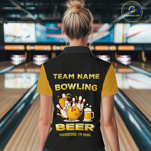 Bowling & Beer therefore i'm here custom funny Bowling shirts for Women, Bowling team apparel NQS10274