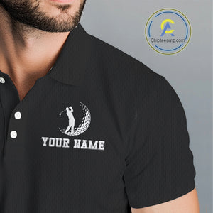 Flame Golf ball black Golf polo shirt for men Custom Mens golf top, personalized golf gifts NQS10364