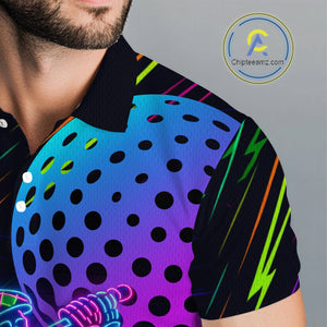Colorful Neon skull golfer Men golf polo shirt custom golf attire for men, cool golf gifts NQS10098