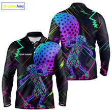 Load image into Gallery viewer, Colorful Neon skull golfer Men golf polo shirt custom golf attire for men, cool golf gifts NQS10098