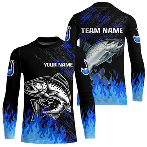 Blue fire Salmon fishing Custom performance long sleeve Salmon fishing tournament shirts for team NQS9742