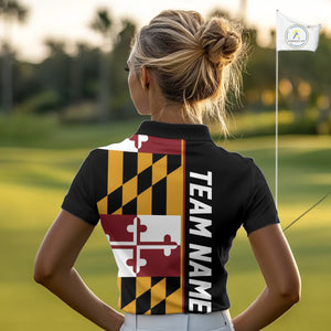 Maryland Flag black Women golf polo shirt Custom Patriotic Ladies Golf attire For team, golfing gifts NQS10188