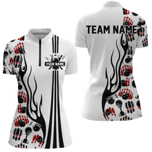Load image into Gallery viewer, Personalized bowling camo Polo, Quarter Zip shirts for Women, White Bowling Team League Jerseys NQS7733