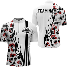 Load image into Gallery viewer, Personalized bowling camo Polo, Quarter Zip shirts for Men, White Bowling Team League Jerseys NQS7733