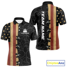 Load image into Gallery viewer, Vintage American Flag Black Bowling Camo Retro Bowling shirts for Men Custom Team bowling jersey NQS10584