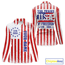 Load image into Gallery viewer, Custom 250 years of freedom American Flag Womens Golf Polo shirts, patriotic team golf jerseys NQS11598