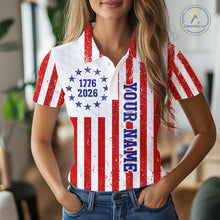 Load image into Gallery viewer, Custom 250 years of freedom American Flag Womens Golf Polo shirts, patriotic team golf jerseys NQS11598