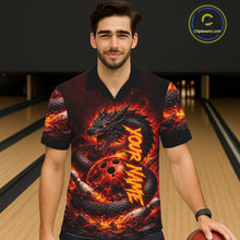 Load image into Gallery viewer, Custom Red Dragon Bowling Hawaiian Shirt, Team Bowling League jerseys NQS11588