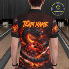 Load image into Gallery viewer, Custom Red Dragon Bowling Polo Shirts, Bowling 1/4 zip jersey For Men, Team Bowling League jerseys NQS11588