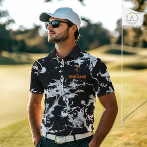 Black and Gray Camo Orange Disc Golf basket Mens Disc golf polo shirts Custom team disc golf jerseys NQS10796