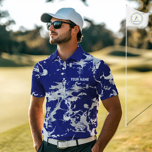 Blue and Gray Camo Disc Golf basket Mens Disc golf polo shirts Custom team disc golf jerseys NQS10797