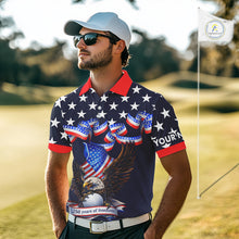 Load image into Gallery viewer, Custom 250 years of freedom Eagle American Flag Mens Golf Polo shirts, patriotic team golf outfit NQS11597