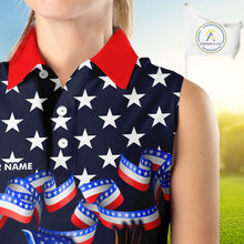 Load image into Gallery viewer, Custom 250 years of freedom Eagle American Flag Sleeveless Polo shirt, patriotic team golf outfit NQS11597
