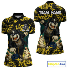 Load image into Gallery viewer, Black and Yellow Camo Funny Bulldog Bowling Shirts For Women Custom Cool Bowling Outfits Team Jerseys NQS11215