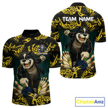 Load image into Gallery viewer, Black and Yellow Camo Funny Bulldog Bowling Shirts For Men Custom Cool Bowling Outfits Team Jerseys NQS11215