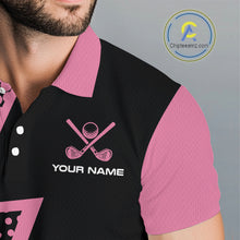 Load image into Gallery viewer, Black and Pink dots pattern Lightning Golf polo shirts for Men custom golf top for men NQS10853