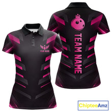 Load image into Gallery viewer, Black and Pink Bowling Polo, Quarter Zip Shirts For Women Custom Team Bowling Jersey, Gift For Bowler NQS11633