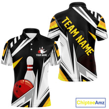 Load image into Gallery viewer, Black, White and Gold Men's bowling Polo, Quarter Zip shirts Custom Team bowling league jerseys NQS11264