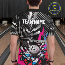 Load image into Gallery viewer, Colorful Lightning pattern Bowling Polo, Quarter Zip Shirts For Men Custom Team Bowling Jerseys NQS11202