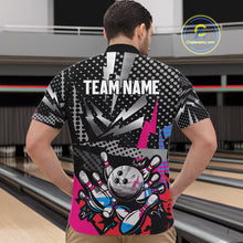 Load image into Gallery viewer, Colorful Lightning pattern Bowling Polo, Quarter Zip Shirts For Men Custom Team Bowling Jerseys NQS11202