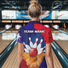 Load image into Gallery viewer, Custom Texas Flag Bowling Polo, 1/4 zip Shirts For Women, Patriotic Texas Bowling Team League Jerseys NQS11626