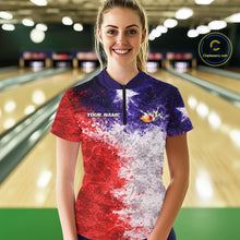 Load image into Gallery viewer, Custom Texas Flag Bowling Polo, 1/4 zip Shirts For Women, Patriotic Texas Bowling Team League Jerseys NQS11626
