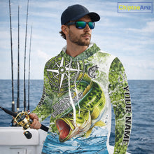 Load image into Gallery viewer, Personalized Largemouth Bass Fishing Shirts Green Scales Compass Performance Tournament Bass Jerseys NQS11440