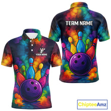 Load image into Gallery viewer, Colorful smoke Bowling Polo, Quarter Zip Shirt for Men Custom Bowling Team shirts for bowlers NQS10646