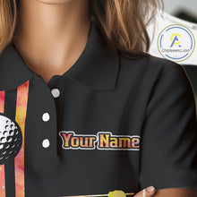 Load image into Gallery viewer, Personalized Watercolor Stripes Golf Polo Shirts For Women, Black Team Ladies Golf Attire NQS11651
