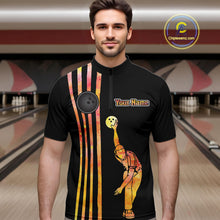 Load image into Gallery viewer, Personalized Watercolor Stripes Retro Bowling Team Shirts For Men, Black Bowling Attire For Men NQS11652